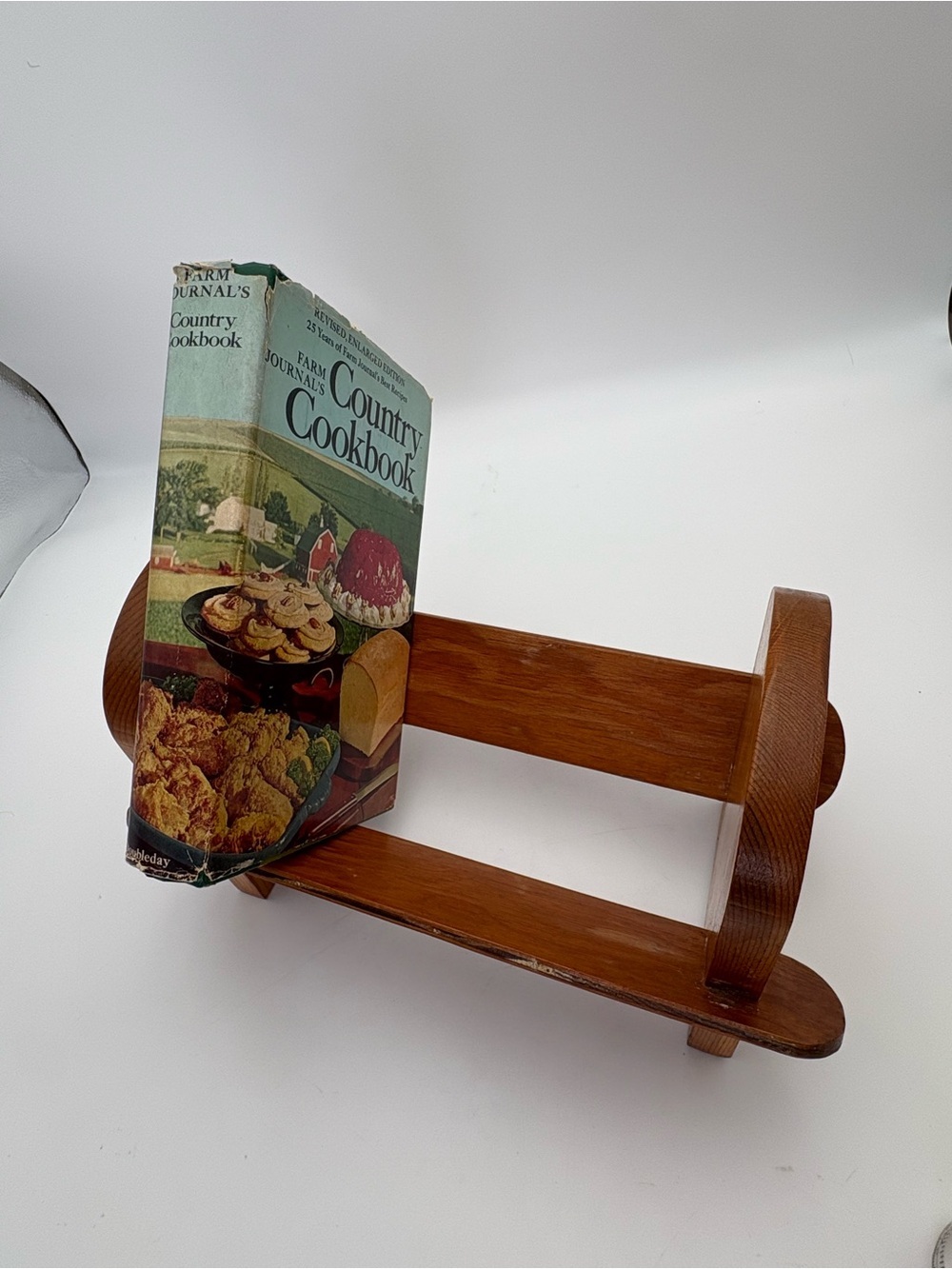 Vintage Wood Cookbook Counter Rack